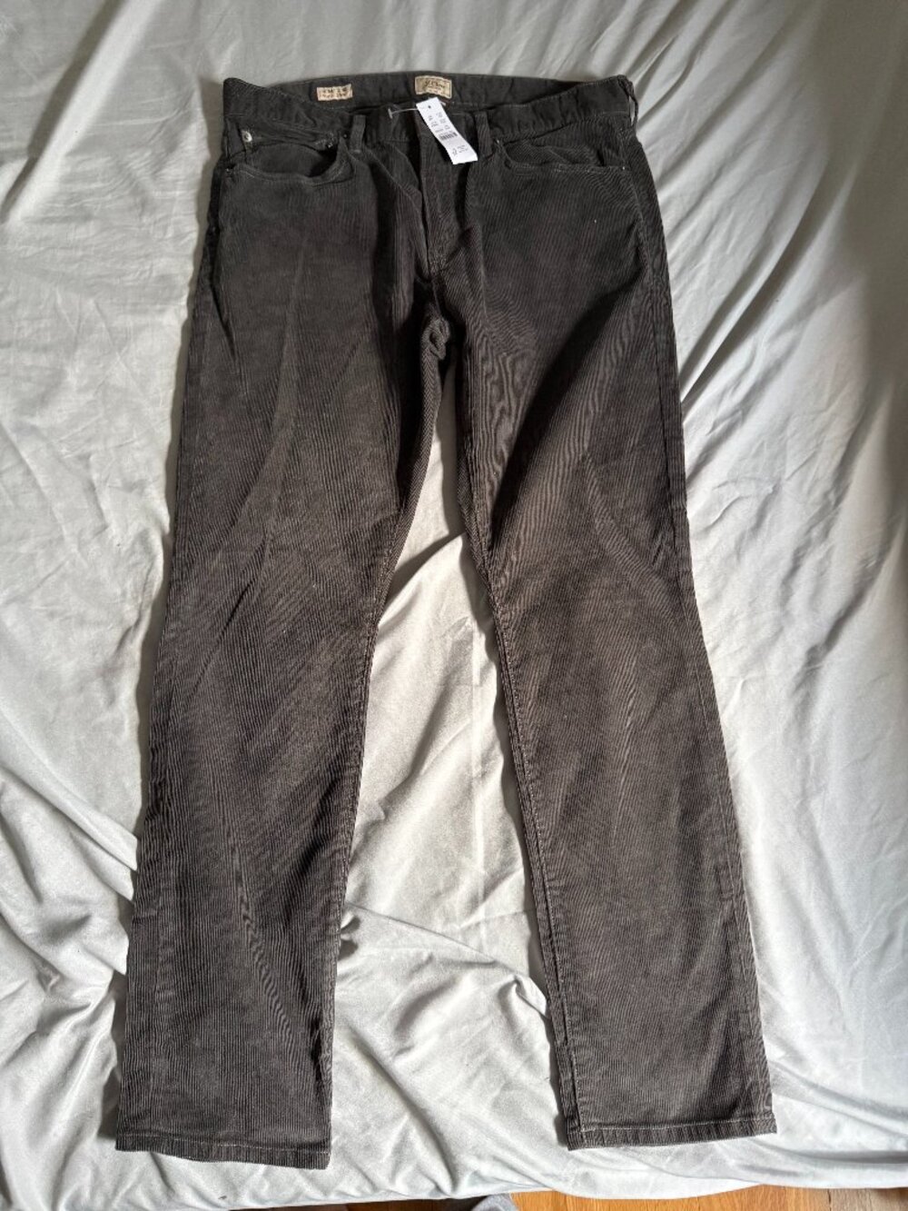 J.CREW 250 5-Pocket Pants corduroy skinny fit grey 34x30 $128.50